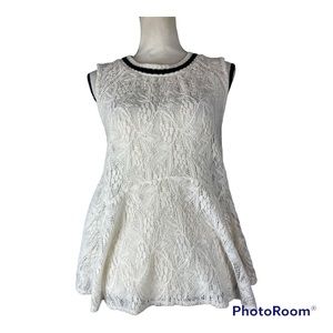 Free People White Peplum Lace Tank EUC Size S